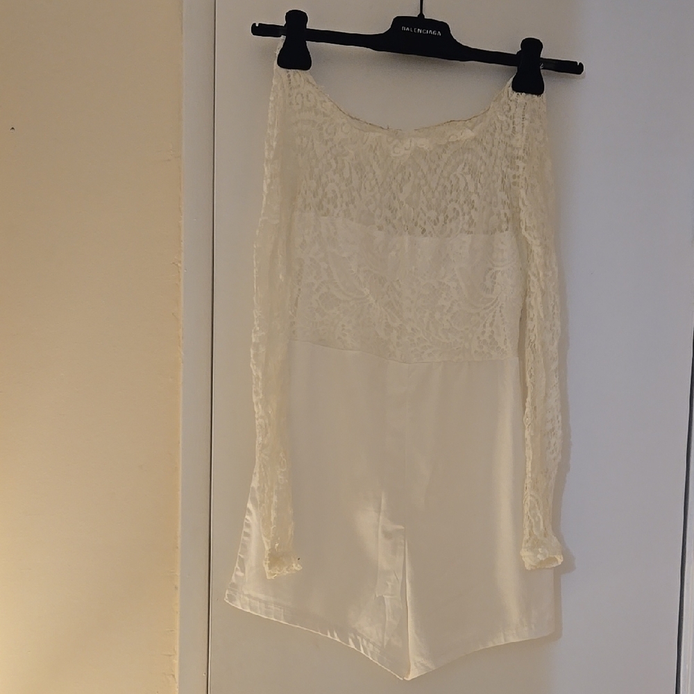 Elegant Cream Lace Romper